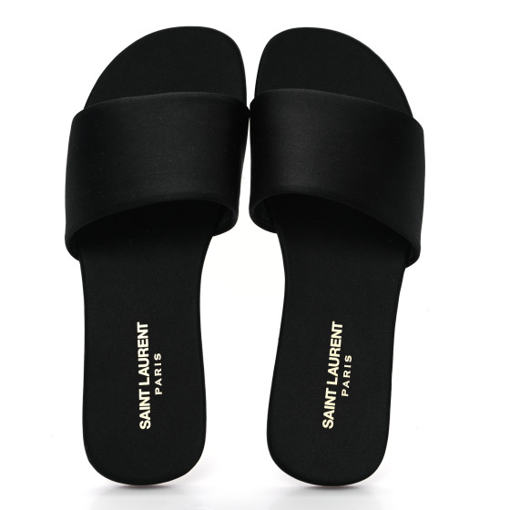 サンダル・ミュール Saint Laurent Black satin Carlyle slippers Saint Laurent Men's Carlyle Slide Sandals in Satin Crepe