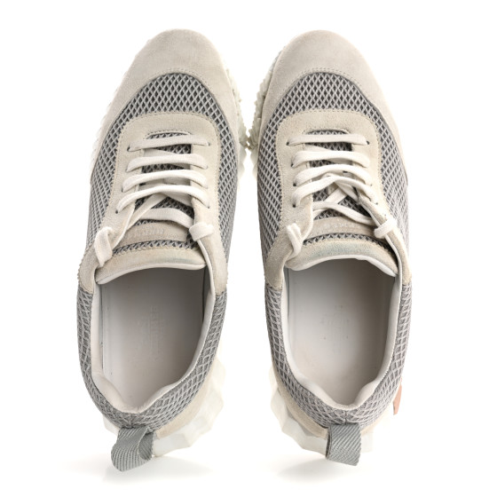 エルメス HERMES Air Mesh Suede Goatskin Bouncing Sneakers 38 Gris