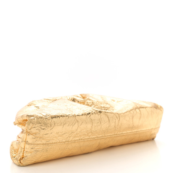 BOTTEGA VENETA Metallic Crinkled Lambskin The Mini Pouch Oro