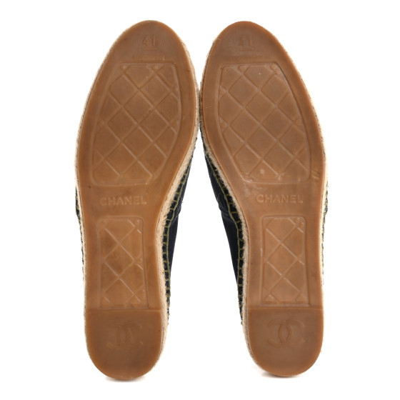 CHANEL Fabric Biarritz CC Espadrilles 41 Blue Green 1667539