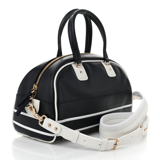 CHRISTIAN DIOR Calfskin Small Dior Vibe Zip Bowling Bag Blue