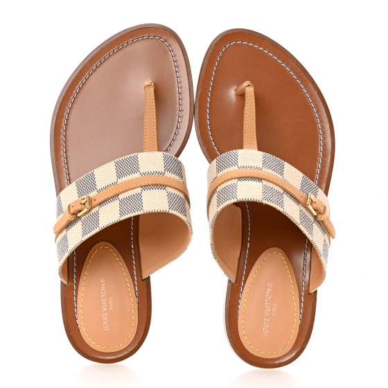 LOUIS VUITTON Damier Azur Palma Flat Thong Sandals 37