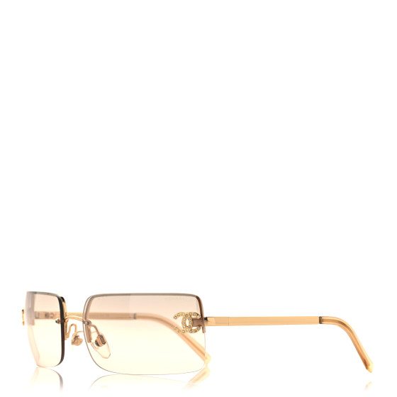 CHANEL Crystal CC Logo Sunglasses 4104-B Gold 1639030