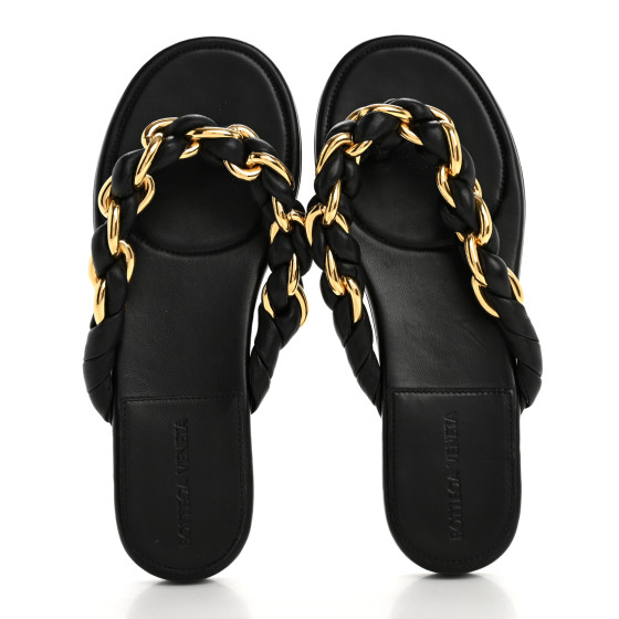 サンダル・ミュール BOTTEGA VENETA CANALAZZO NAPPA SANDALS Bottega Veneta Canalazzo Mini Weave Nappa Leather Flat