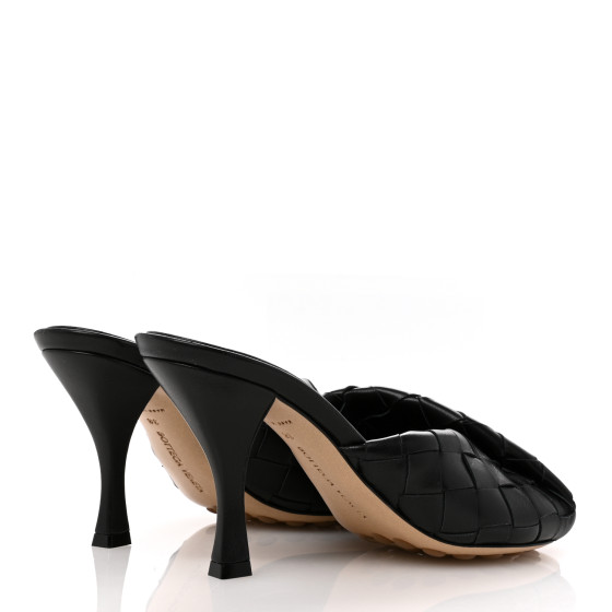 BOTTEGA VENETA Nappa Intrecciato Blink Mule Sandals 38 Black