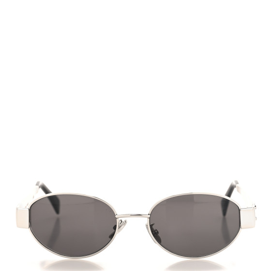 【送料&関税込】Celine l Triomphe Cl40235u - Silver Sung CELINE Metal Triomphe CL40235U women Silver Oval Sunglasses