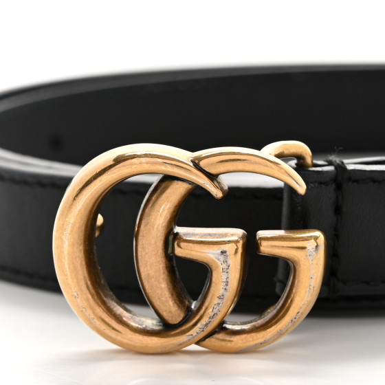 GUCCI Calfskin Double G 20mm Belt 90 36 Black 1646933
