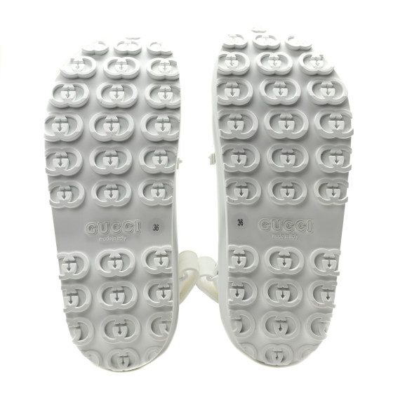GUCCI ホワイト38.5 GUCCI Soft Rubber Horsebit Touch Womens Strapped Sandals 36