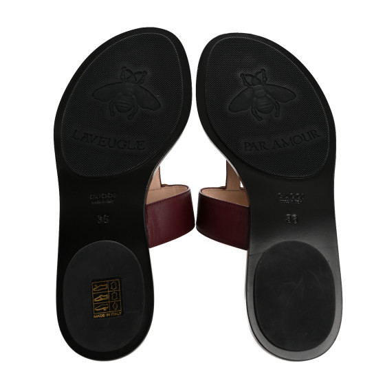 GUCCI Calfskin GG Marmont Thong Sandals 36 Vintage Bordeaux