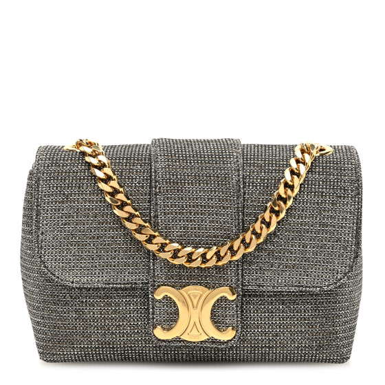 CELINE Glitter Textile Teen Victoire Bag Gold 1641539