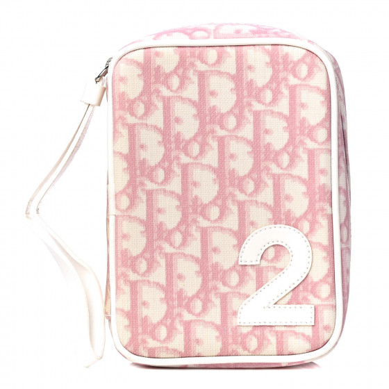 Christian Dior Trotter Pouch【1】Pink Christian Dior Trotter Canvas Pouch Pink Silver No.1 Auth