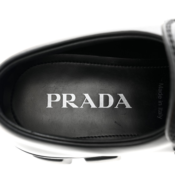 PRADA Spazzolato Rois Metal Triangle Logo Mens Monolith 60mm