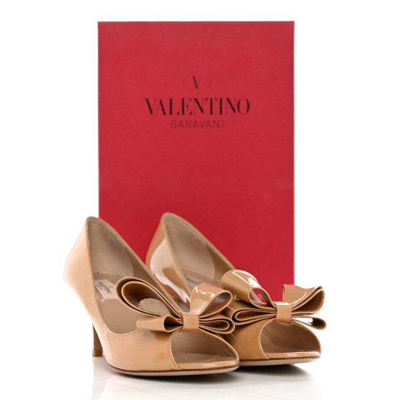 【RED VALENTINO】アセテート キャミソール ベージュ イタリア製 VALENTINO GARAVANI Patent Couture Bow Peep Toe Low Heel