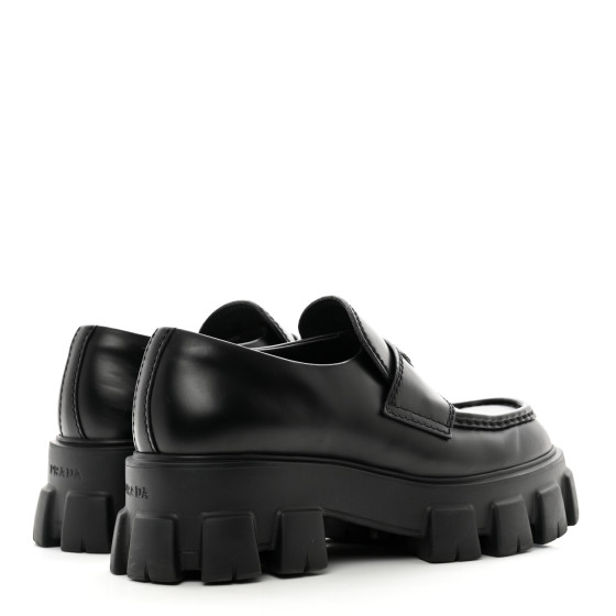 PRADA モノリス PRADA】プラダ モノリス ブラッシュドレザー ローファー (PRADA