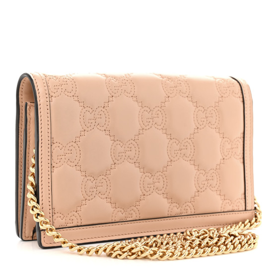 New【直営】★GUCCI★安定の可愛さ GG バデッド ジレ キャメル GUCCI Calfskin GG Matelasse Chain Wallet Perfect Pink