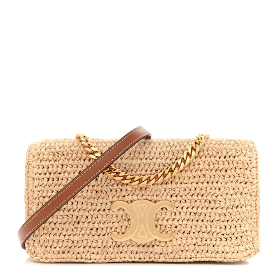 CELINE Raffia Calfskin Multipochette Natural 1500444