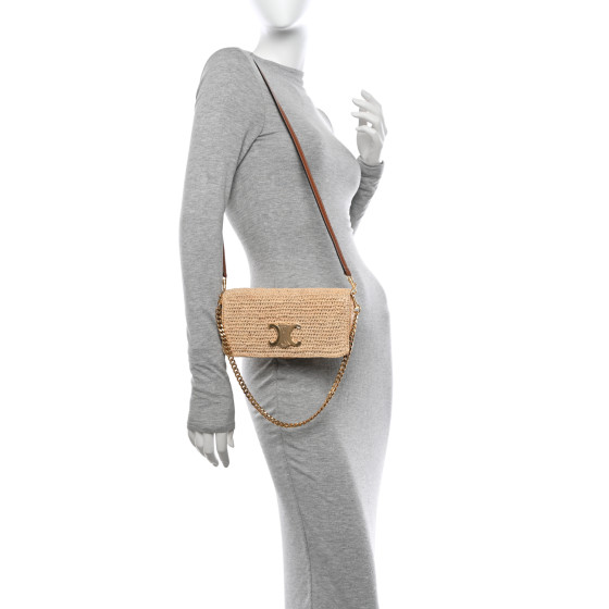 CELINE Raffia Calfskin Multipochette Natural 1500444