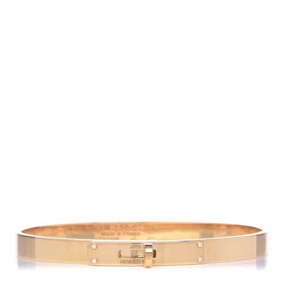 アクセサリー Vintage HERMES Kelly Gold Bangle HERMES 18K Yellow Gold Diamond Kelly PM Bangle SH 332632