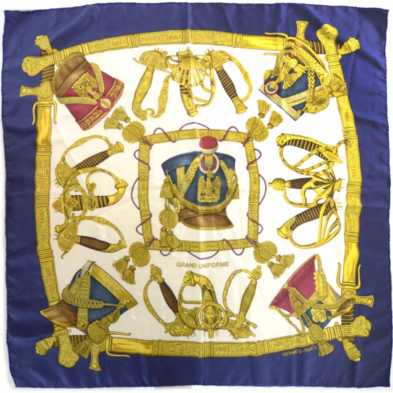 HERMESエルメス スカーフ grand uniforme HERMES Silk Grand Uniforme Scarf 90 35718 | FASHIONPHILE