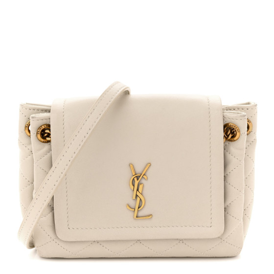 【Saint Laurent】MiniMonogramNolitaShoulderBag BlancVintage SAINT LAURENT Lambskin Quilted Monogram Mini Nolita Blanc