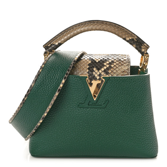 LOUIS VUITTON Taurillon Snakeskin Mini Capucines Emeraude