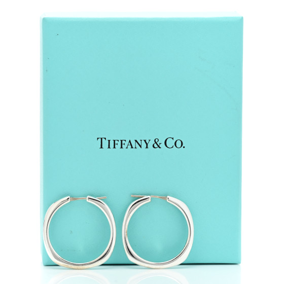 TIFFANY Sterling Silver Square Cushion Hoop Earrings 1481162