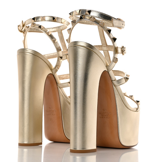 VALENTINO GARAVANI Metallic Nappa Rockstud 155 Platform