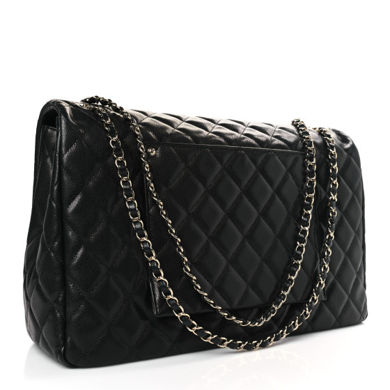 CHANEL Caviar Quilted XXL Travel Flap Bag Black 1357107 FASHIONPHILE