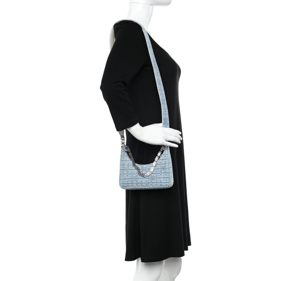 GIVENCHY Denim Mini Moon Cut Out Shoulder Bag Blue 1354207
