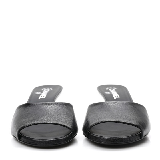 CHANEL ミュール CHANEL Goatskin Pearl Peep Toe Mules 40 Black 1353717