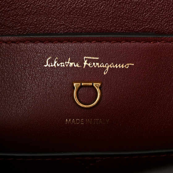SALVATORE FERRAGAMO Calfskin Trifolio Flap Bag Burgundy