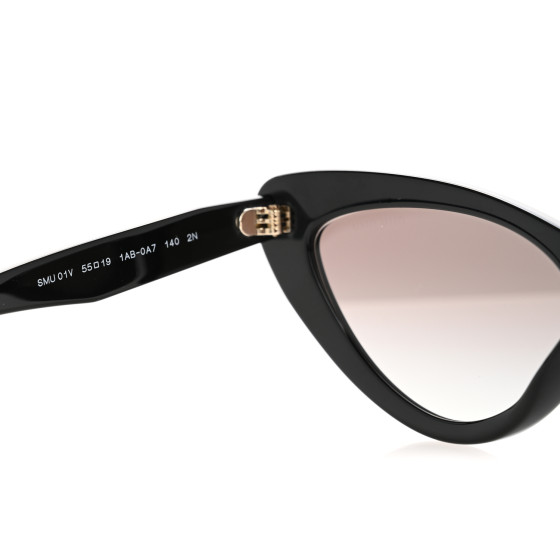 M1504 Miu Miuクリスタル キャットアイサングラス SMU 01V-A MIU MIU Acetate Cat Eye Sunglasses SMU 01V Black 1700214