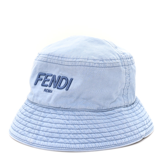 FENDI Woven Fabric Logo Bucket Hat M Celeste 1696955