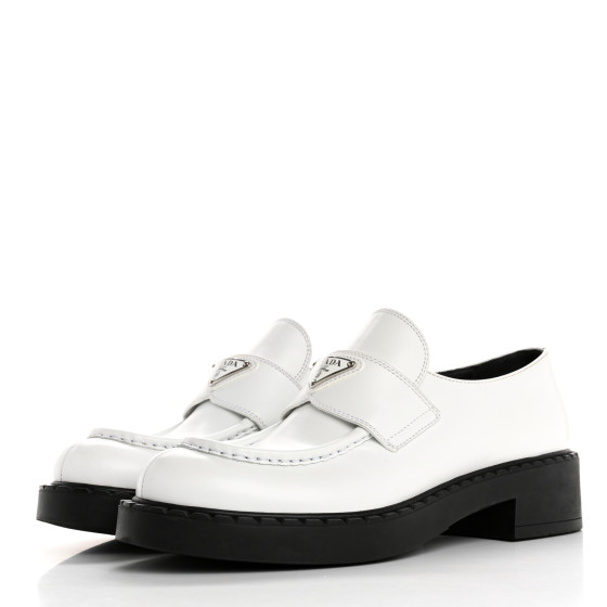 PRADA ミュール パンプス ホワイト Prada White Leather Square Toe Kitten Mules, 37.5 - BOPF