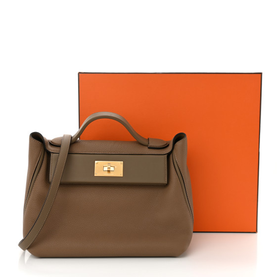 HERMES Taurillon Maurice Swift 29 24/24 Beige De Weimar