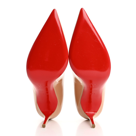 CHRISTIAN LOUBOUTIN Patent Decollete 554 85 Pumps 37.5 Nude