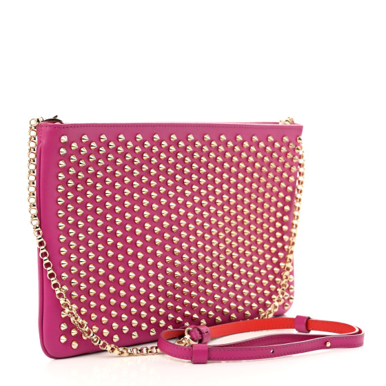 CHRISTIAN LOUBOUTIN Calfskin Studded Loubiposh Chain Clutch