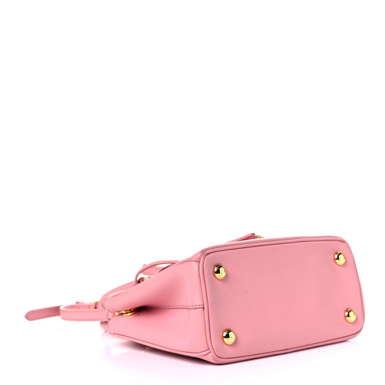 PRADA Saffiano Lux Micro Galleria Double Zip Tote Petalo