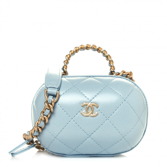 美しいライトブルー◆25S【CHANEL】TRENDY CC バニティケース CHANEL Lambskin Quilted CC Bubble Vanity Case With Chain