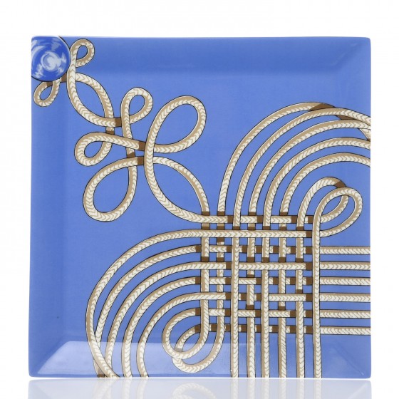 HERMES Porcelain Brandebourgs Square Plate Set 326535