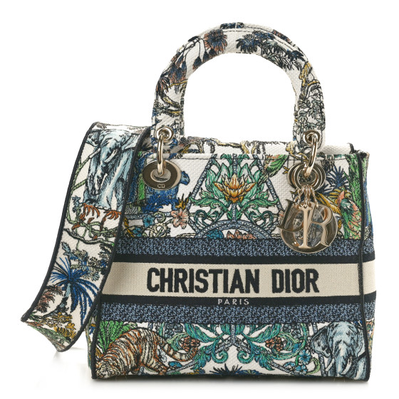バッグ 753 Christian Dior canvas handbag CHRISTIAN DIOR Canvas Butterfly Bandana Embroidered Medium
