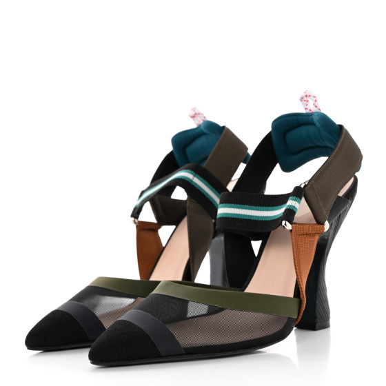 パンプス FENDI Multicolor Mesh And Fabric Colibr?? Pumps Fendi Multicolor Mesh Crystal Embellished Colibri Slingback