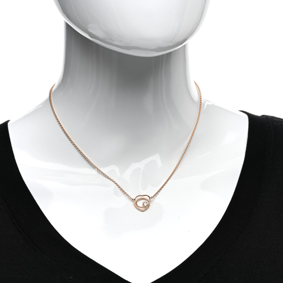 HERMES 18K Rose Gold Diamond TPM Vertige Coeur Necklace ST