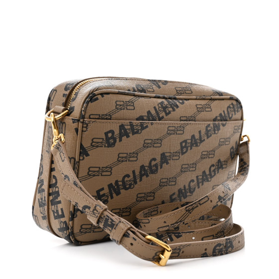 送料込み+BALENCIAGA+SIGNATURE クロスボディバッグ BB MONOGRAM Balenciaga Brown/Black Coated Canvas Signature BB Monogram