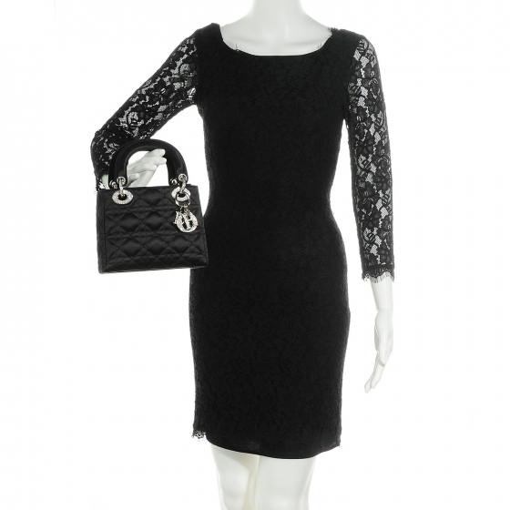 CHRISTIAN DIOR Satin Swarovski Crystal Cannage Mini Lady