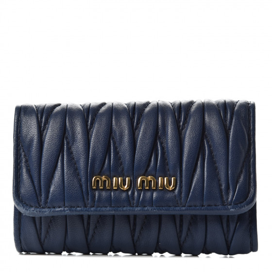 MIU MIU Nappa Matelasse 6 Key Holder Bluette 705773