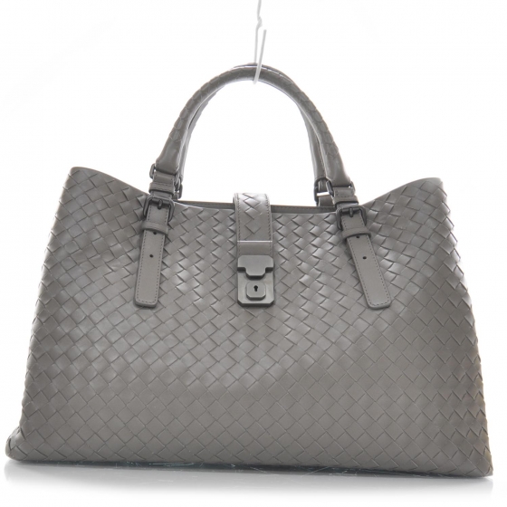BOTTEGA VENETA Leather Intrecciato Roma Tote Shadow 27489