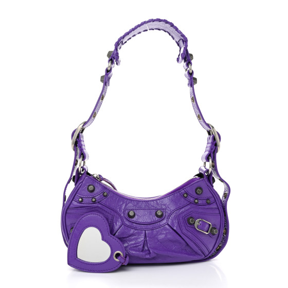 ショルダーバッグ・ポシェット Balenciaga Le Cagole Sing Shoulder Bag In Arena Leather BALENCIAGA Agneau Arena Le Cagole Shoulder Bag XS Purple