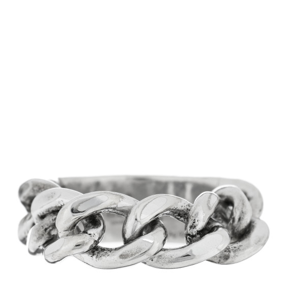 GUCCI Sterling Silver Enamel Logo Chain Ring 55 7.25