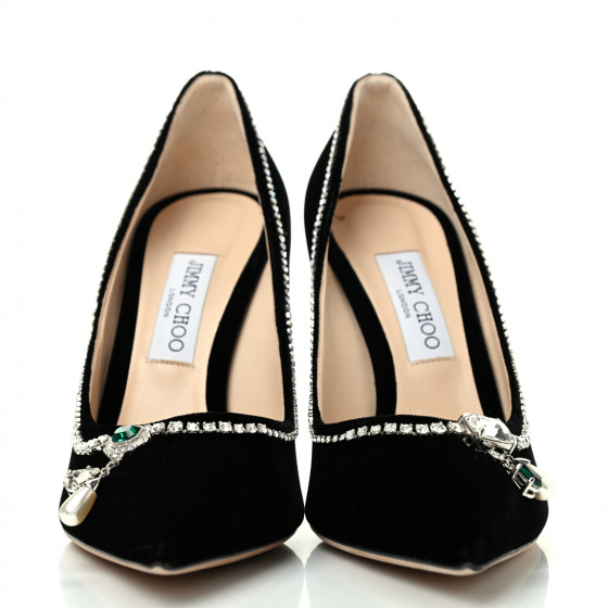 JIMMY CHOO Velvet Crystal Embellished Love 100 Pumps 41
